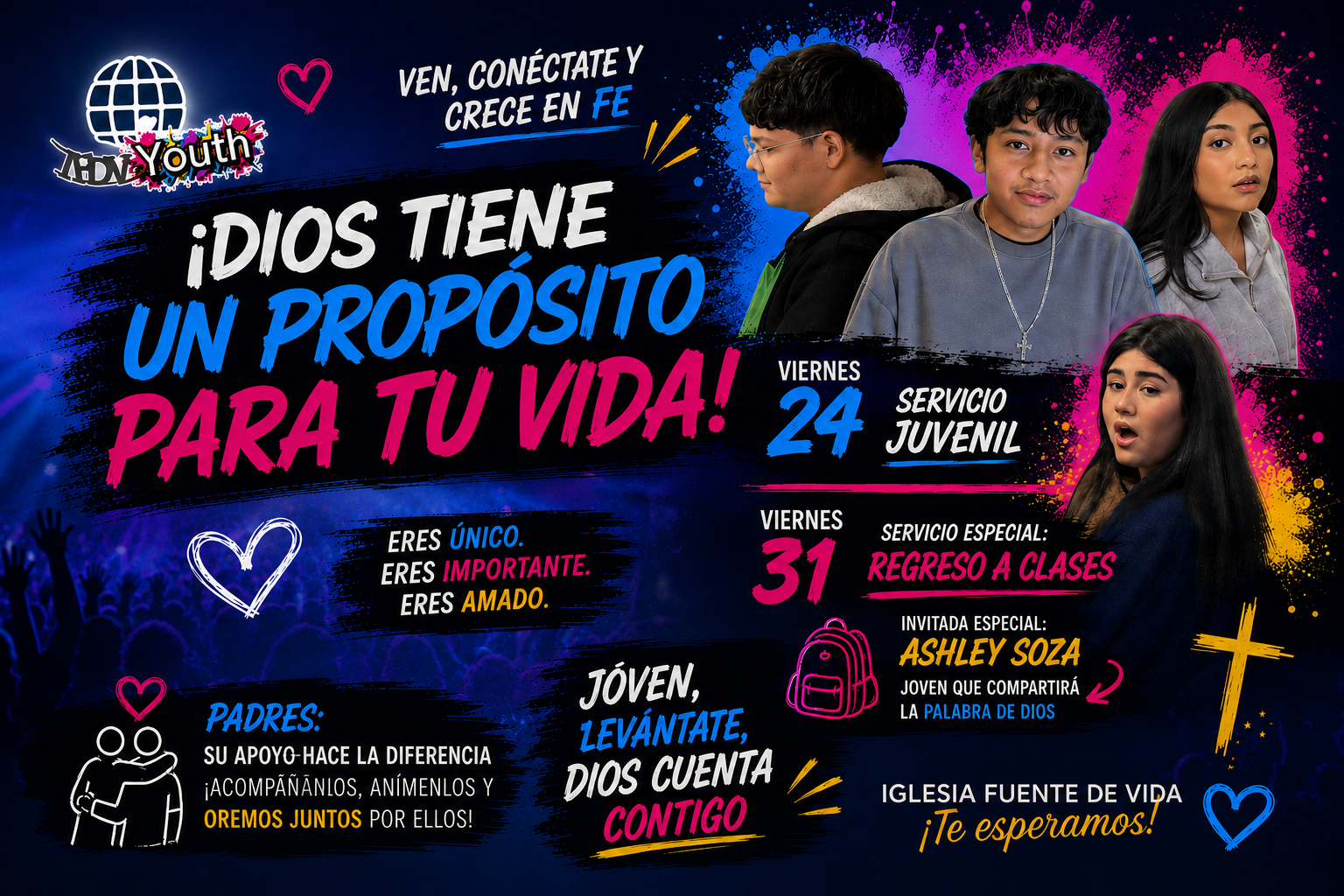 ADN Youth — Servicio Juvenil Viernes 24 y Servicio Especial Regreso a Clases Viernes 31 de Julio